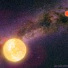 Credit: Karen Teramura (UH Institute for Astronomy) with background photograph by Wei-Hao Wang