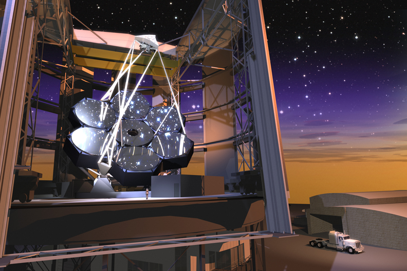 GMT at Twilight (copyright Giant Magellan Telescope - GMTO Corporation)