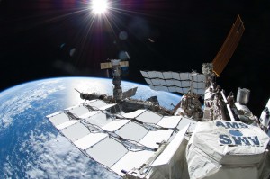 AMS onboard the International Space Station, where it started taking data on May 2011. Credit: NASA.