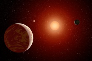 Artist's conception of planets orbiting a low-mass star. (image courtesy of NASA/JPL)