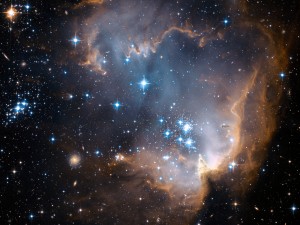 New stars being formed in the nebula NGC 602.