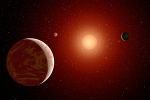 Artist's illustration of planets orbiting an M-dwarf star (NASA/JPL-Caltech).
