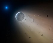 A white dwarf with disintegrating planetesimal. Image credit: Mark A. Garlick / Harvard-Smithsonian Center for Astrophysics.