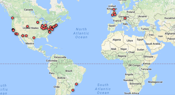 Our Author map. For an interactive google map, click here.