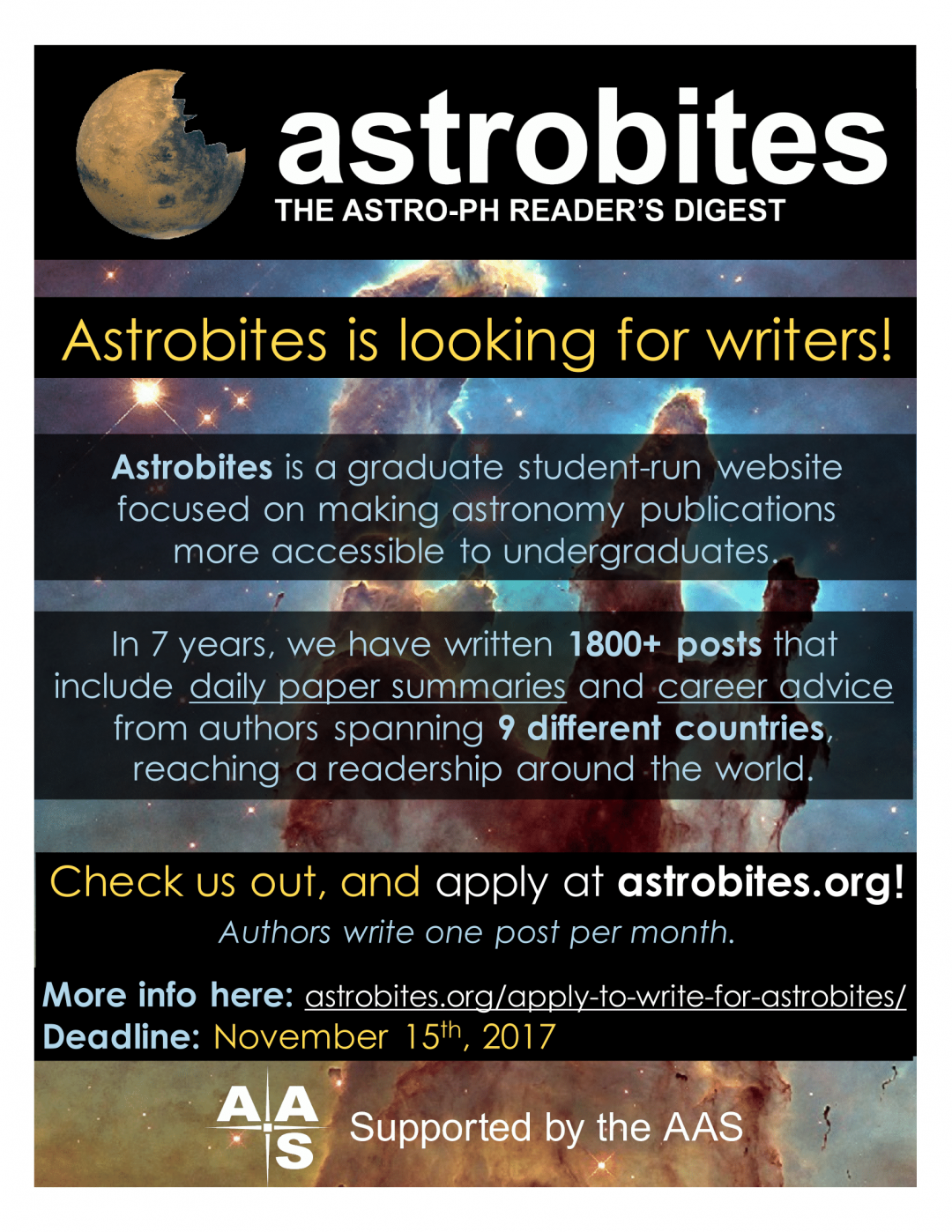 Two Weeks Left to Apply to Write for Astrobites | astrobites