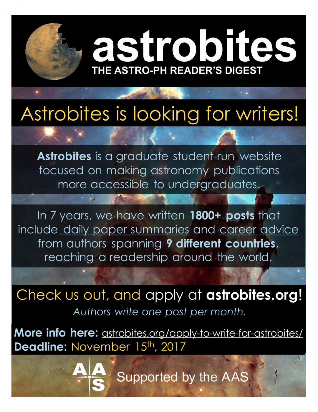 Two Weeks Left To Apply To Write For Astrobites | Astrobites