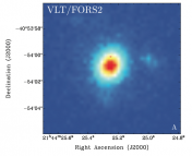 A bright spot in the middle of the image, representing s fast radio burst on the sky