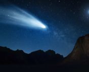 photo of a comet in Earth's night sky