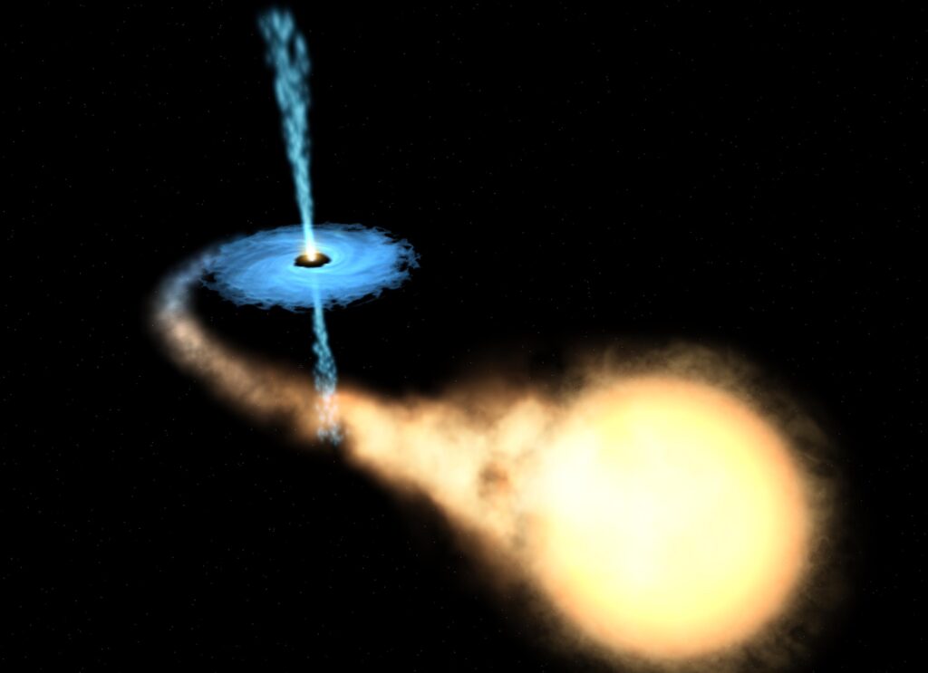 Artist's impression of a black hole and star binary system.