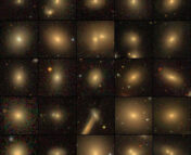 Various "quiescent" galaxies, no longer forming stars, are shown. They very in size in shape, but a mostly orange-red, spherical, and massive.
