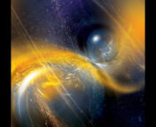 Artist's impression of the binary neutron star merger observed by LIGO Livingston on April 25, 2019.