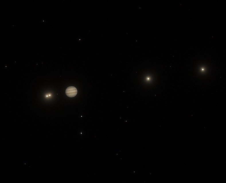 jupiter and its moons with white back
