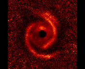 The spiral arms of the protoplanetary disk MWC 758, as viewed with the Very Large Telescope.