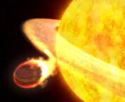 A gas giant being devoured by its host star