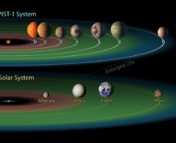 An artist's rendition of the TRAPPIST-1 system.