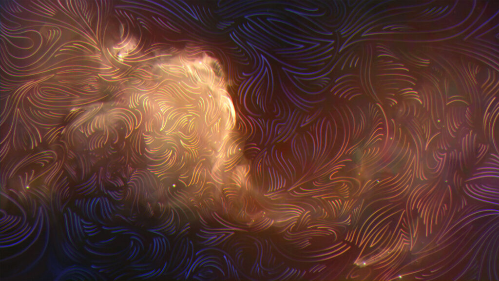 An artistic representation of magnetic fields permeating the Universe