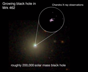 A Chandra image of the dwarf galaxy Mrk 462, showing its central supermassive black hole.