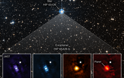 Newly released image of an exoplanet as seen by JWST, showing four different colors/wavelengths of light the planet is seen in.