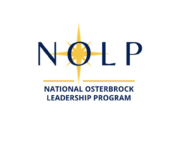 The logo for the National Osterbrock Leadership Program. The logo consists of the letters "NOLP," with a compass rose behind the 'O'