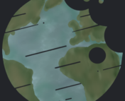 The astrobites logo, but colored such that it looks like the Earth.