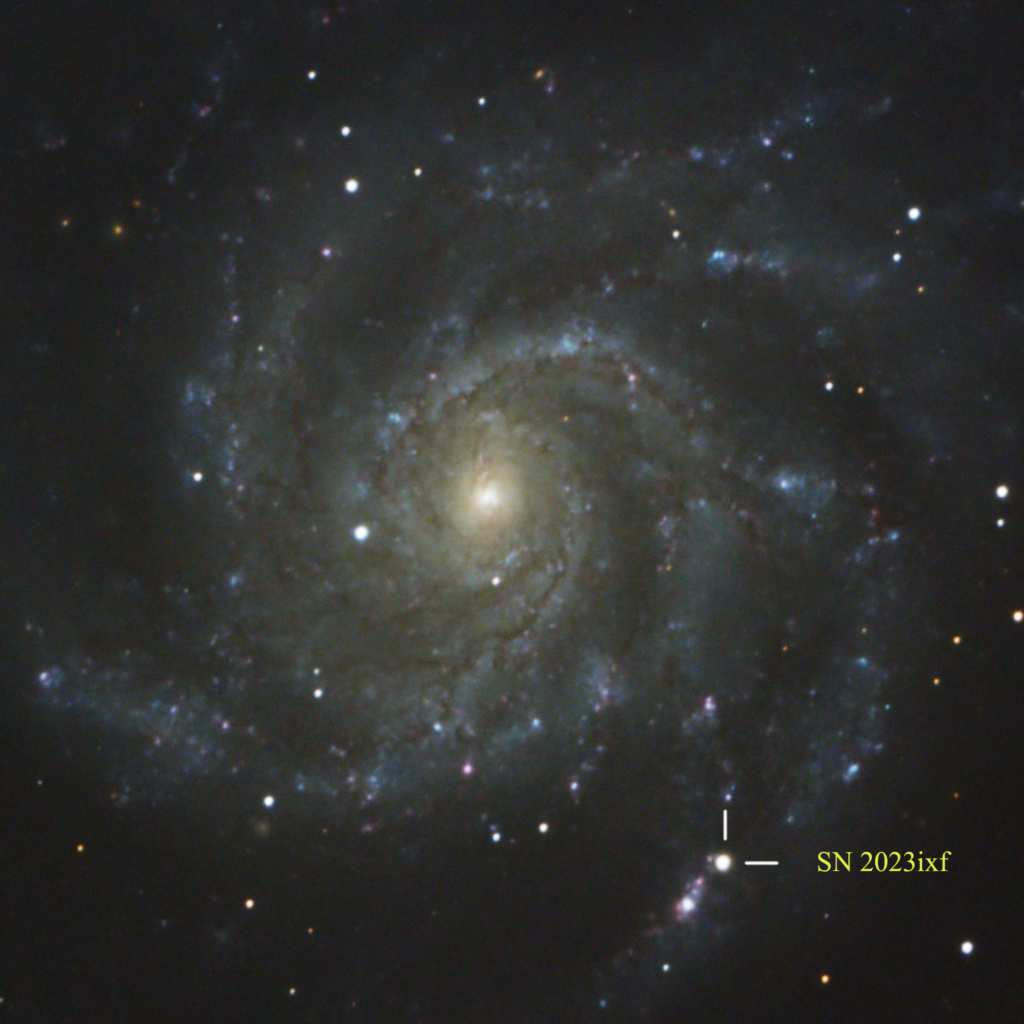 picture showing the location of the supernova in M101