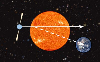 depiction of solar lensing of gravitation wave