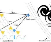 Supermassive black hole binaries emitting gravitational waves affecting the Earth and pulsars in a pulsar timing array