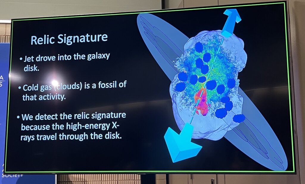 A slide from the press conference of Kimberly Weaver showing cold gas in a distant galaxy