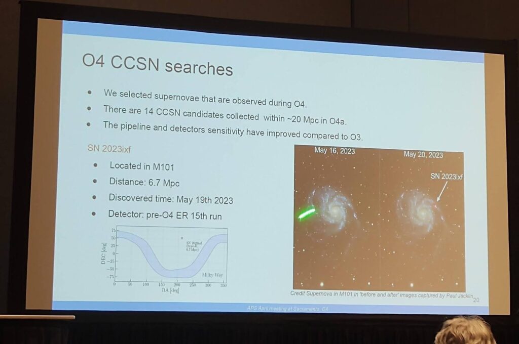 Slide from Yanyan Zheng's talk, showing information about the O4 core collapse supernova searches