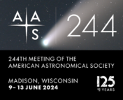 banner announcing the 244th meeting of the American Astronomical Society in Madison, Wisconsin, from 9 to 13 June 2024