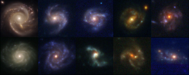ten spiral galaxies imaged by JWST