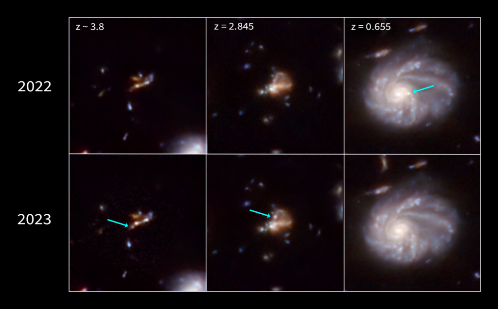 six JWST images showing the disappearance and appearance of transient supernovae