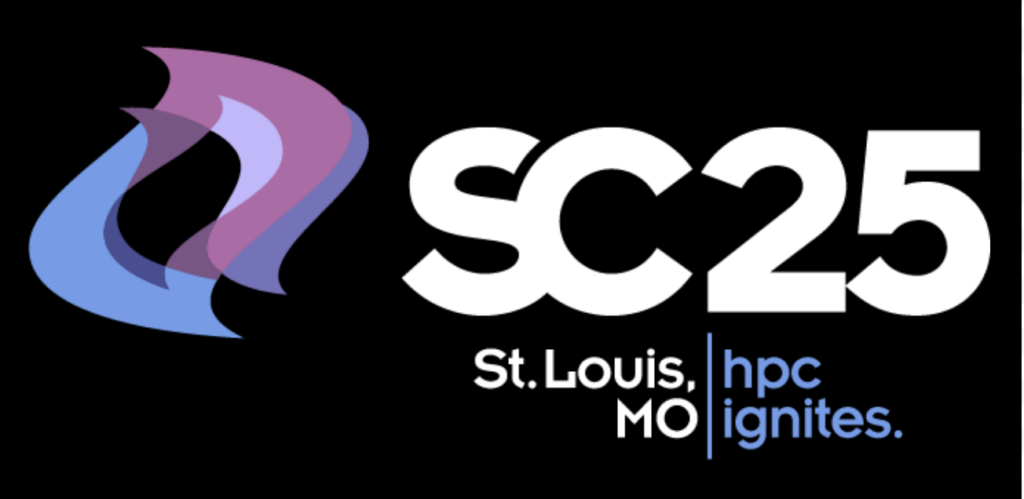 The logo for SC25 in St. Louis MO, slogan: hpc ignites.