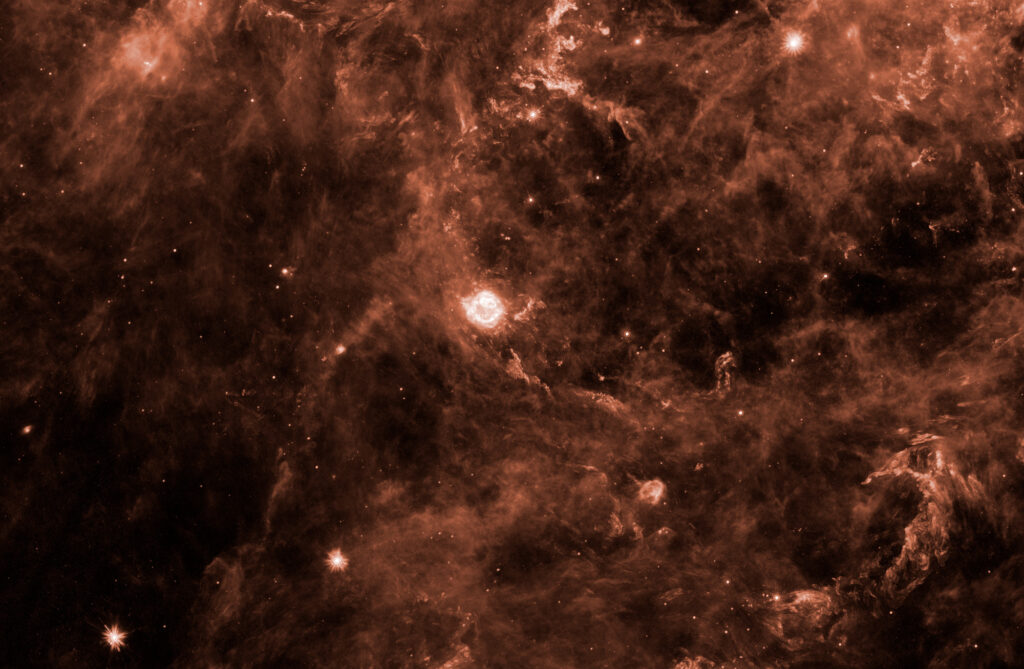 Cassiopeia A supernova remnant surrounded by billowing clouds of the interstellar medium