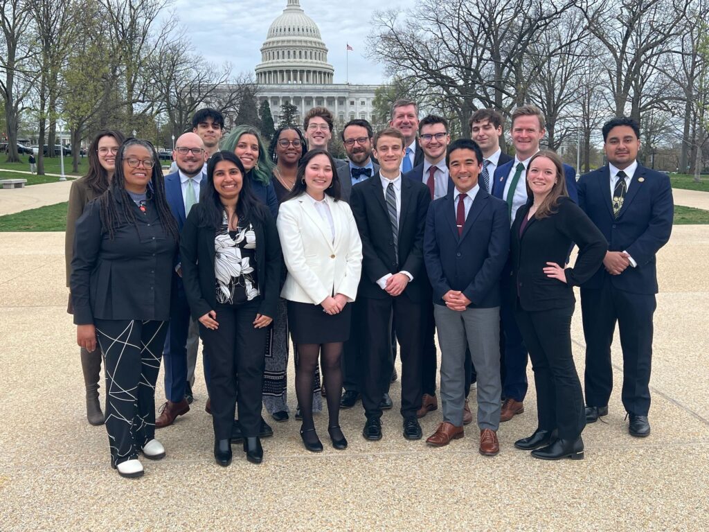 Photo of the participants in AAS's 2025 Congressional Visits Day posing in front of the U.S. Capitol Building