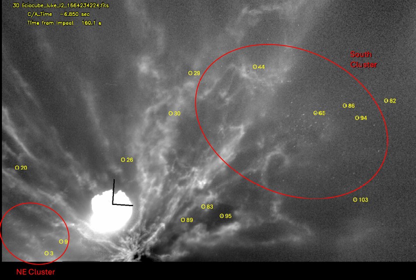 Boulders detected in the ejecta from Dimorphos