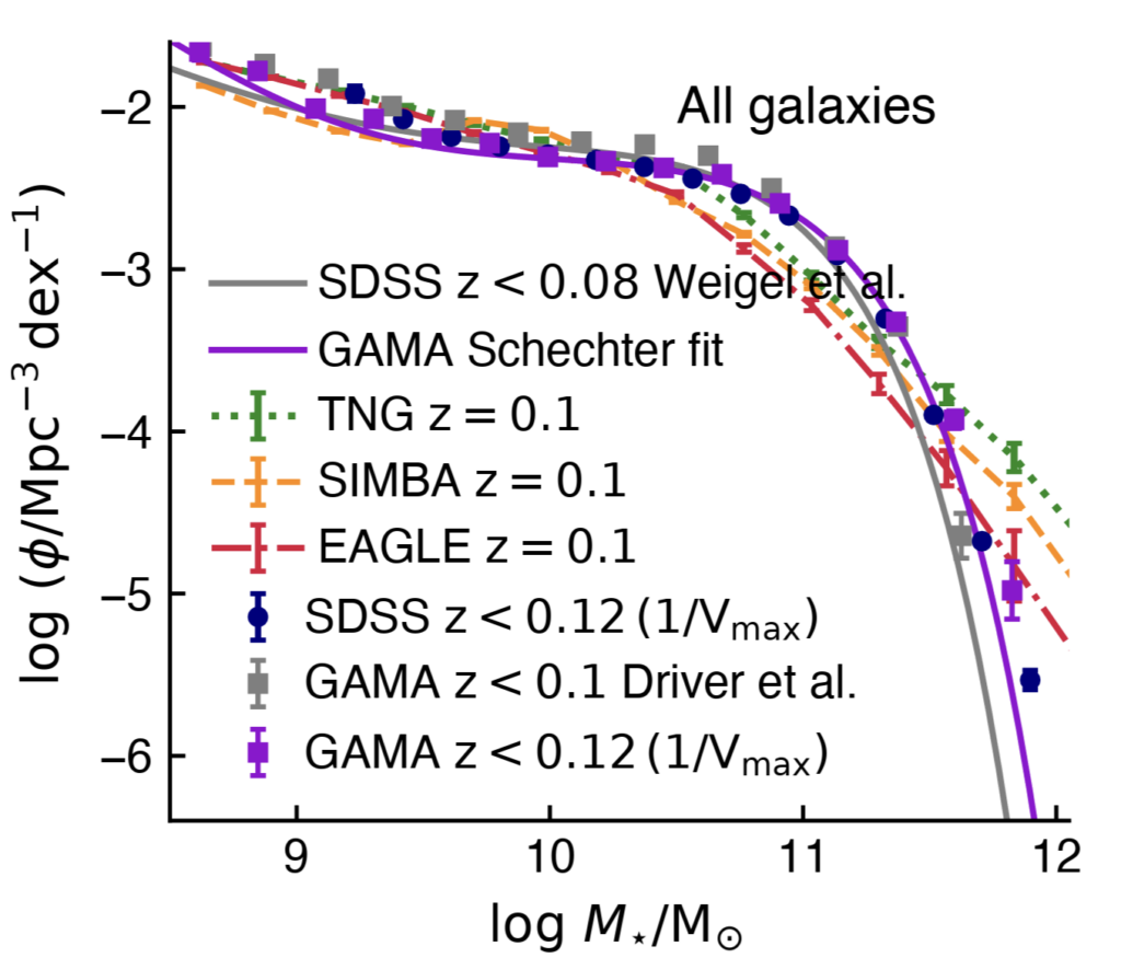 The stellar mass function in astronomy represents the number density of galaxies or stars per unit volume within specific mass ranges.